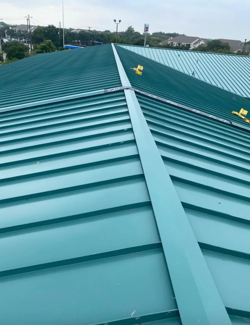 Green commercial metal roof ridge and valley for Metal Roof Repair in Monona
